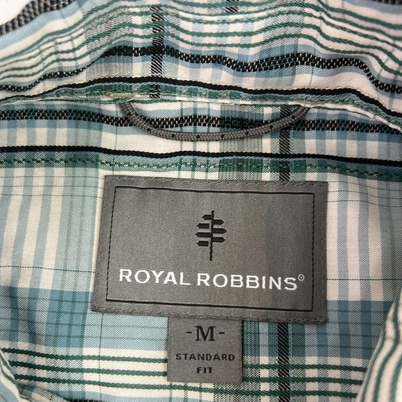 Royal Robbins Men's Short Sleeve Medium Green Plaid Shirt - Picture 2 of 7
